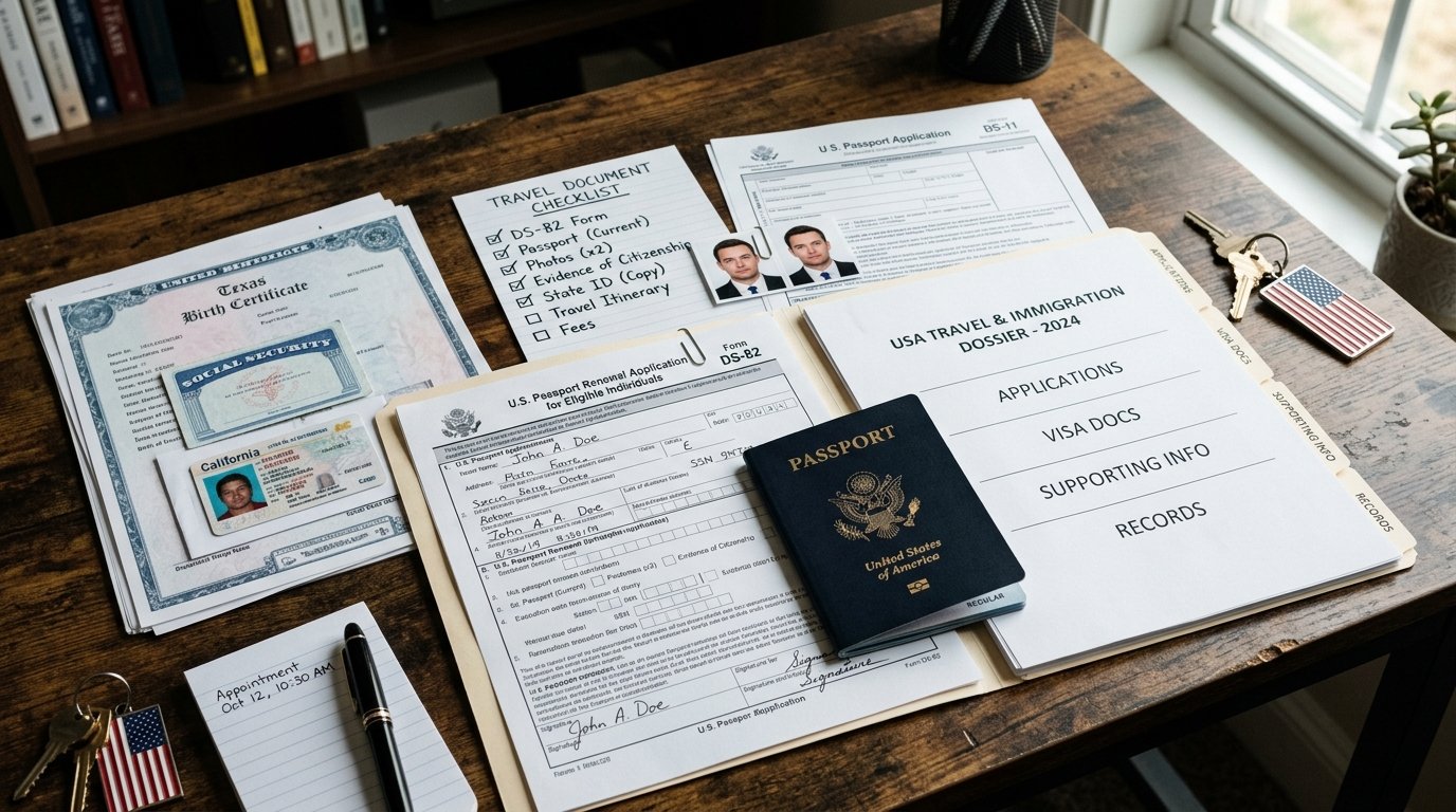 Expediente de documentos para visa de Estados Unidos